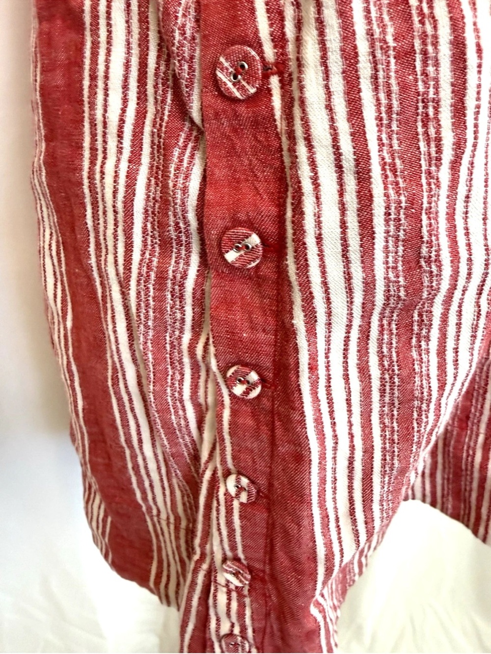 AYR Red White Striped Linen Dress - Size Small - Picture 4 of 6